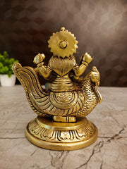 Brass Saraswathi Idol Sitting on Annam | Premium Goddess Saraswati Brass Statue for Pooja, Study Room & Home Décor