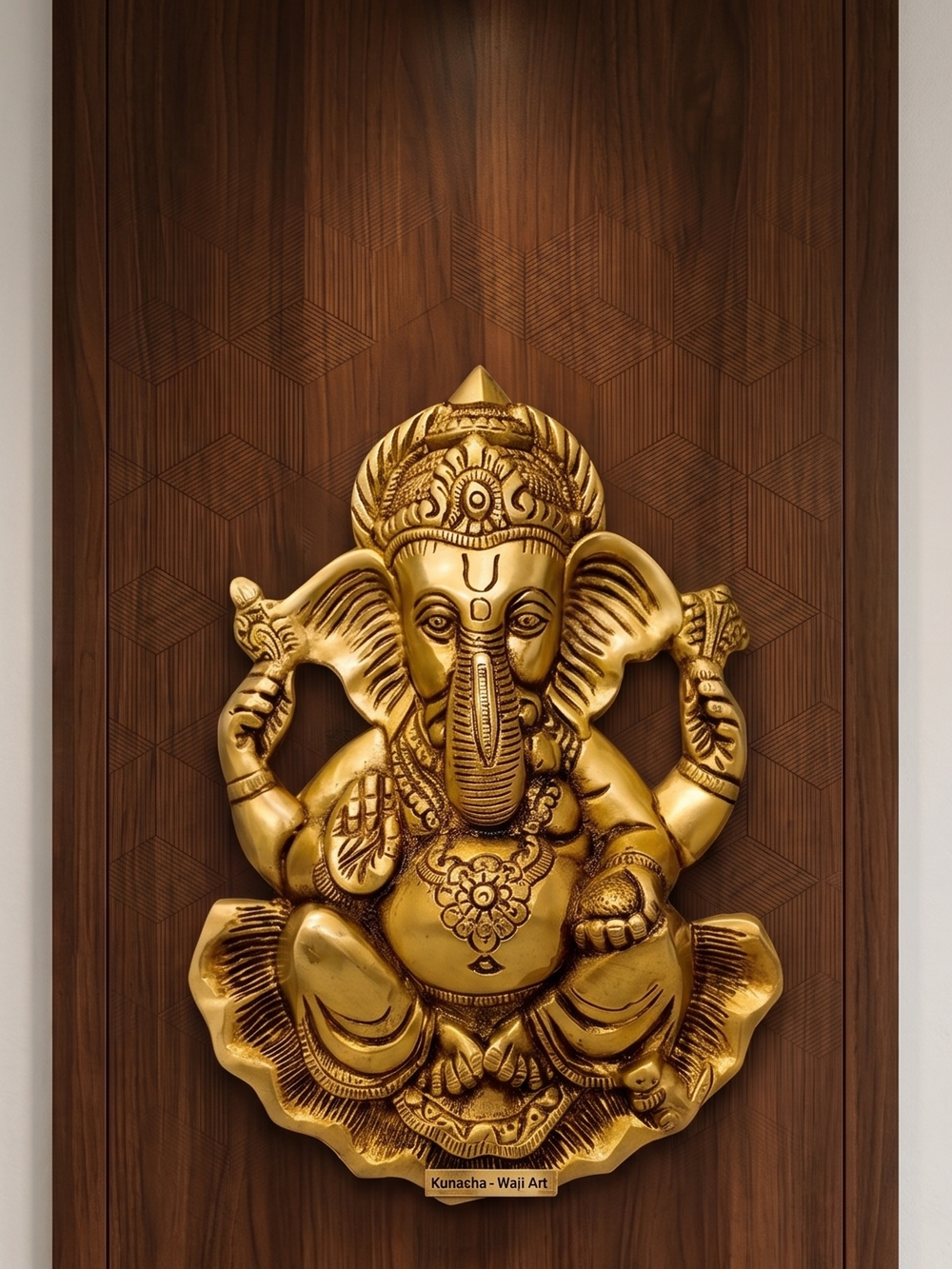 Brass Ganesha Wall Mount Idol | Premium Lord Ganesha Brass Wall Hanging for Pooja Room, Home & Vastu Decor