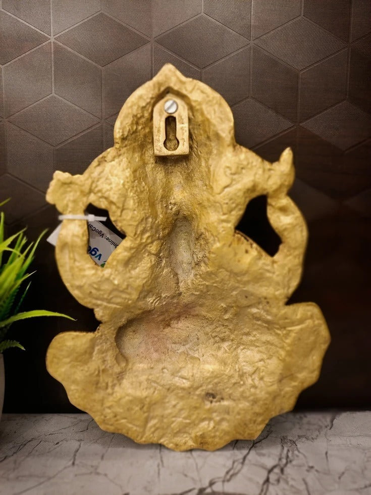 Brass Ganesha Wall Mount Idol | Premium Lord Ganesha Brass Wall Hanging for Pooja Room, Home & Vastu Decor