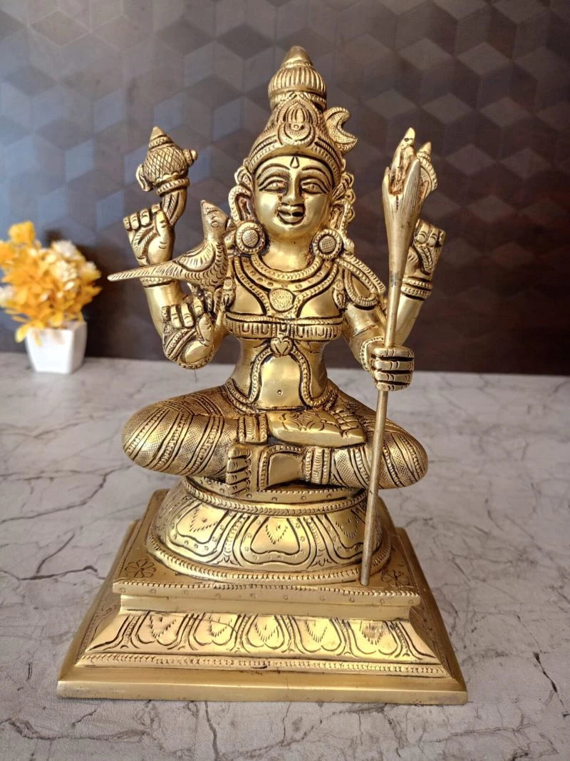 Brass Kamatchi Amman Idol – 10 Inch | Traditional Goddess Kamakshi Statue for Pooja Room & Home Temple