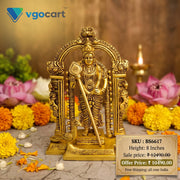 8″ Brass Malaysia Murugan with Arch Idol | Premium Lord Murugan Brass Statue for Pooja, Home & Vastu
