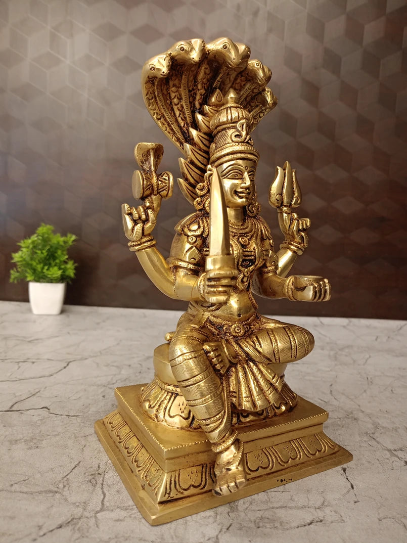Brass Karumari Amman Idol – 11 Inch | Traditional Karumariamman Goddess Statue for Pooja Room & Home Temple
