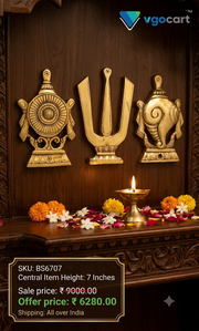 Premium Brass Sangu Chakra Namam Wall Mount 7" | Lord Vishnu Balaji Wall Hanging