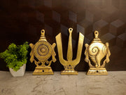Premium Brass Sangu Chakra Namam Wall Mount 7" | Lord Vishnu Balaji Wall Hanging