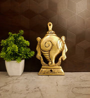 Premium Brass Sangu Chakra Namam Wall Mount 7" | Lord Vishnu Balaji Wall Hanging