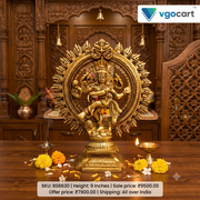 Authentic Indian Handcrafted Brass Natarajar Idol (9") – Traditional Chidambaram Style Shiva Sculpture