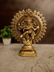 Authentic Indian Handcrafted Brass Natarajar Idol (9") – Traditional Chidambaram Style Shiva Sculpture