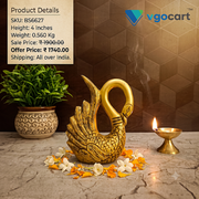 Premium Brass Swan Showpiece 4" | Elegant Decorative Bird Figurine