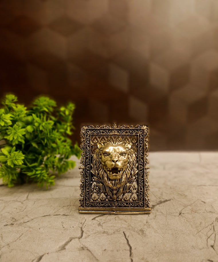 Premium Brass Table Top Lion Showpiece 3" | Majestic Animal Figurine Decor