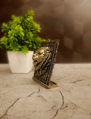 Premium Brass Table Top Lion Showpiece 3" | Majestic Animal Figurine Decor