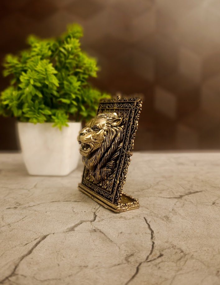 Premium Brass Table Top Lion Showpiece 3" | Majestic Animal Figurine Decor