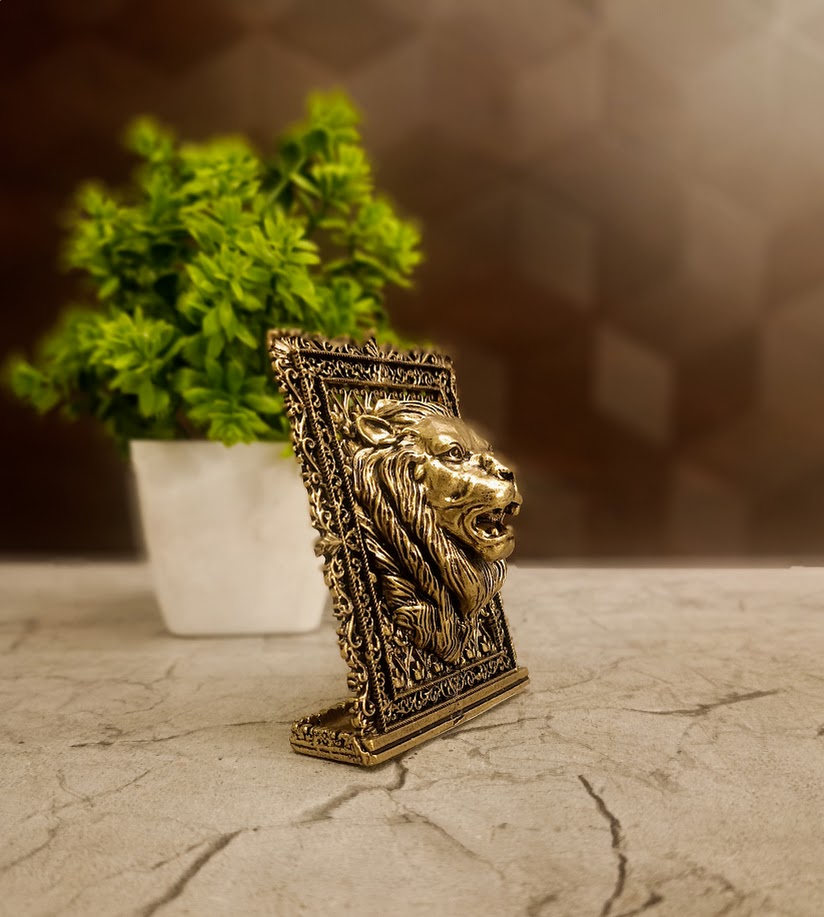 Premium Brass Table Top Lion Showpiece 3" | Majestic Animal Figurine Decor