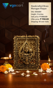 Authentic South Indian Brass Murugan Face (3") – Fine Art Tabletop Kartikeya Decor