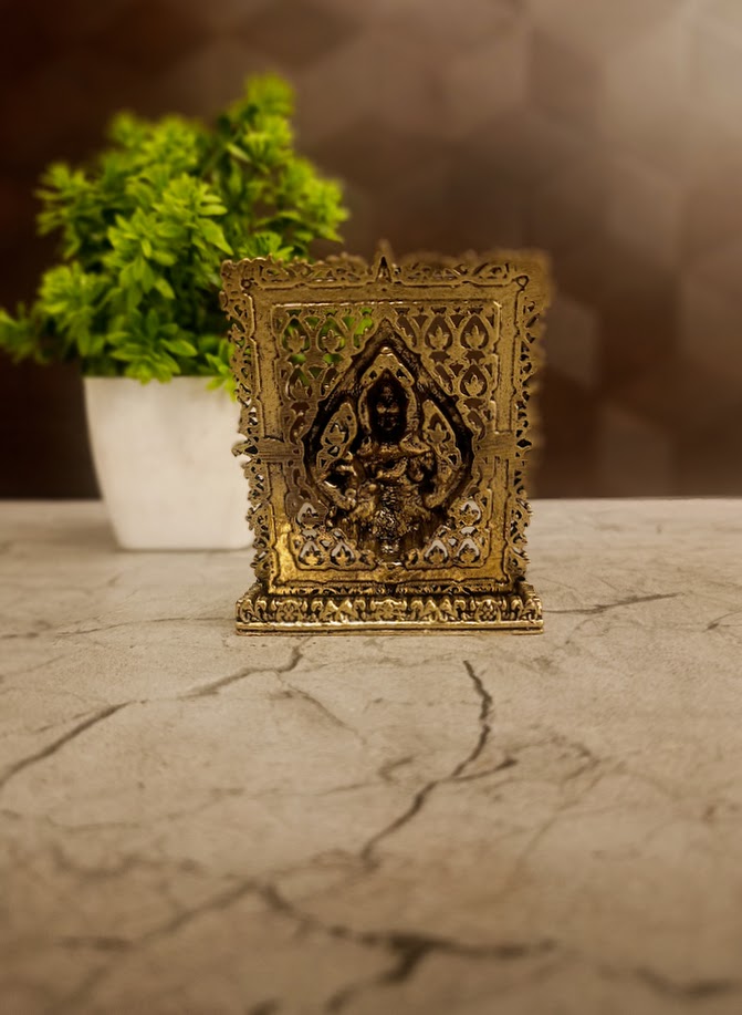 Authentic South Indian Brass Murugan Face (3") – Fine Art Tabletop Kartikeya Decor