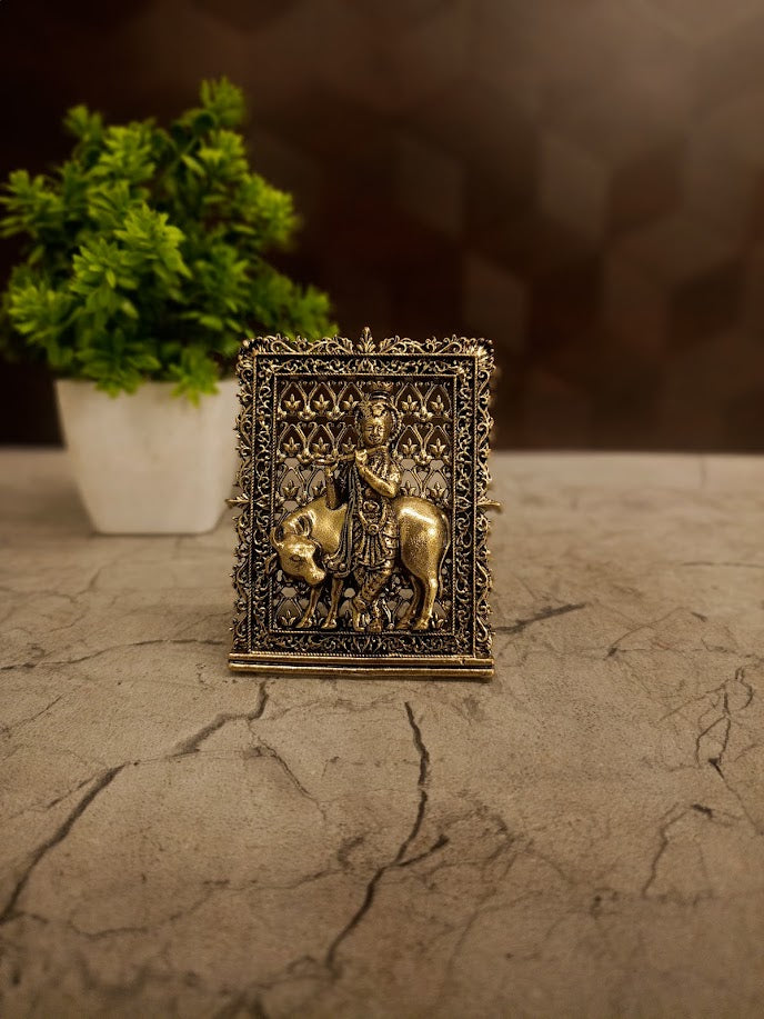 Premium Brass Fine Art Table Top Krishna Idol 3" | Lord Krishna Flute Statue