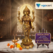 Premium Brass Maha Lakshmi Idol | Large Goddess of Wealth Statue