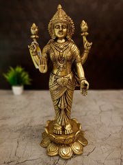 Premium Brass Maha Lakshmi Idol | Large Goddess of Wealth Statue