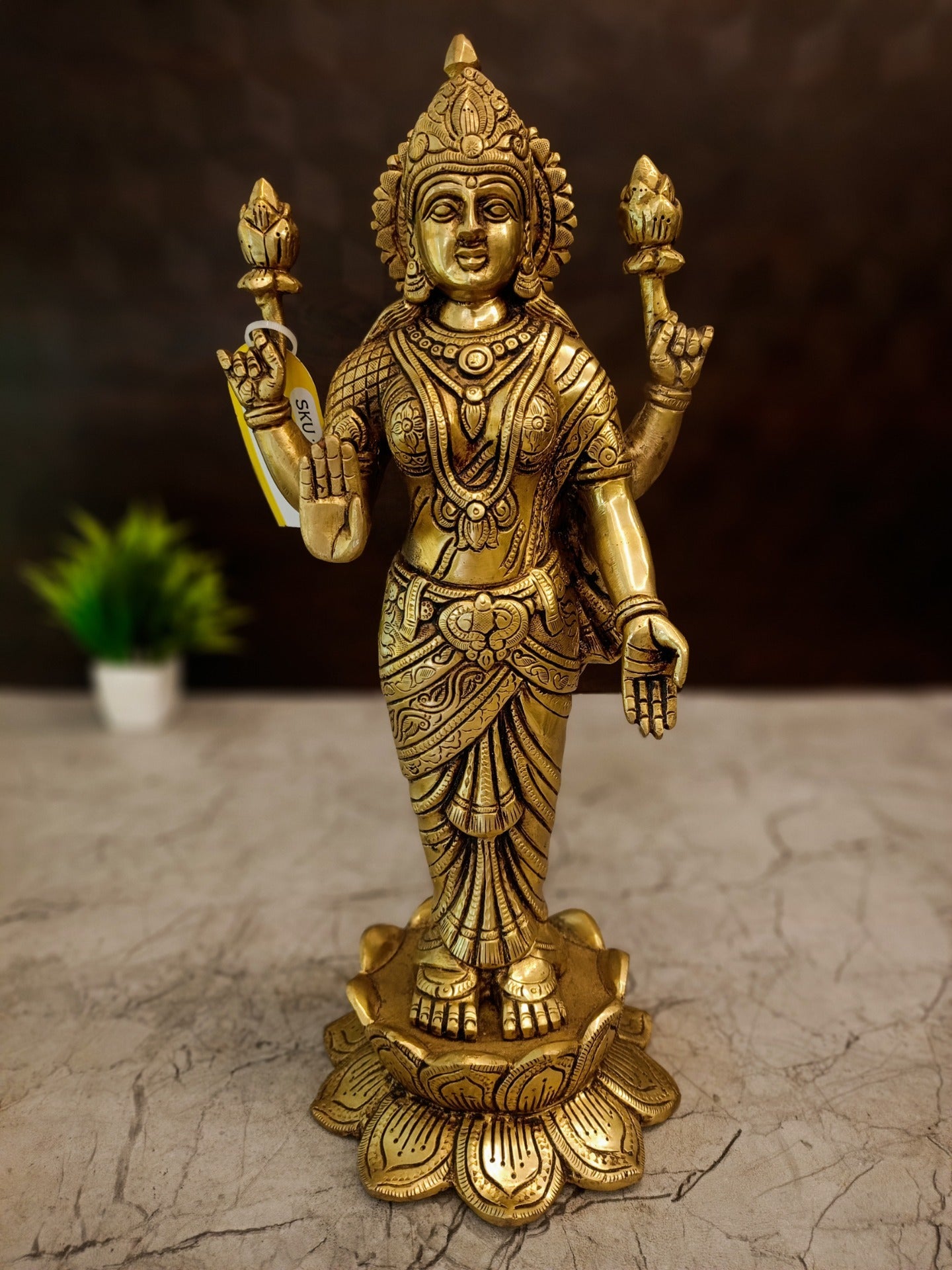 Premium Brass Maha Lakshmi Idol | Large Goddess of Wealth Statue