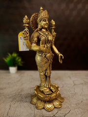 Premium Brass Maha Lakshmi Idol | Large Goddess of Wealth Statue