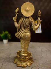 Premium Brass Maha Lakshmi Idol | Large Goddess of Wealth Statue