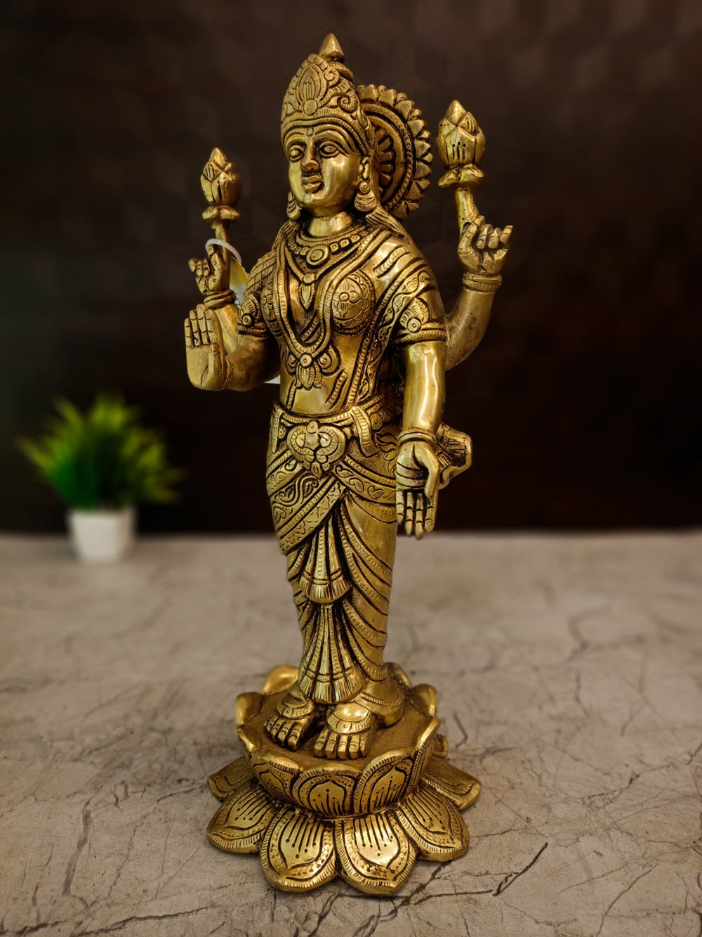 Premium Brass Maha Lakshmi Idol | Large Goddess of Wealth Statue