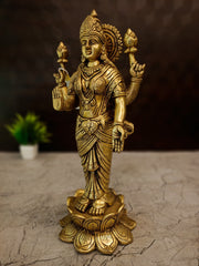 Premium Brass Maha Lakshmi Idol | Large Goddess of Wealth Statue