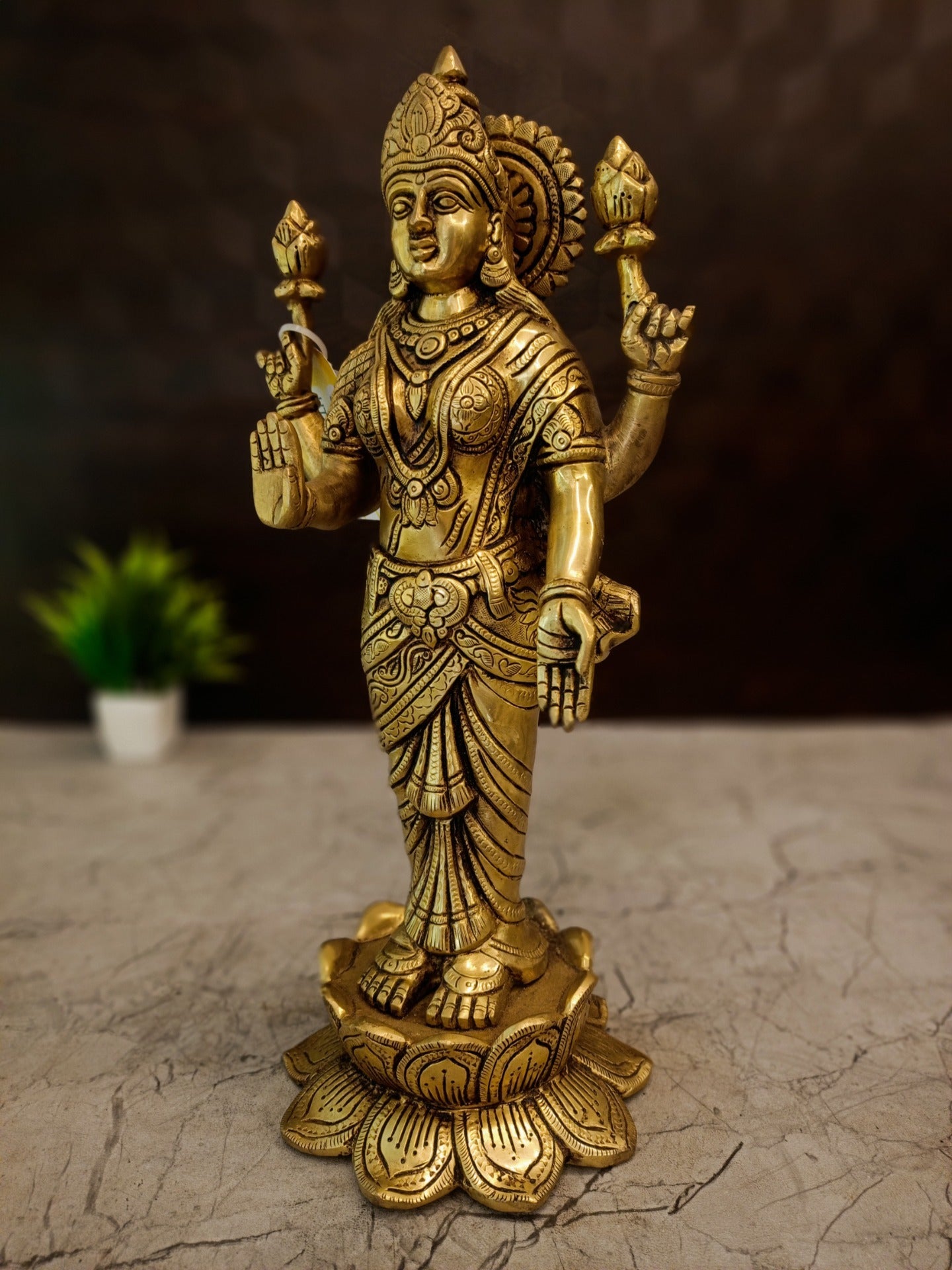 Premium Brass Maha Lakshmi Idol | Large Goddess of Wealth Statue