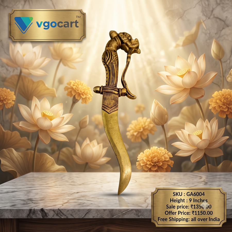 Brass Designer Dagger Knife | Premium Handcrafted Decorative Brass Dagger Showpiece for Home & Office Decor