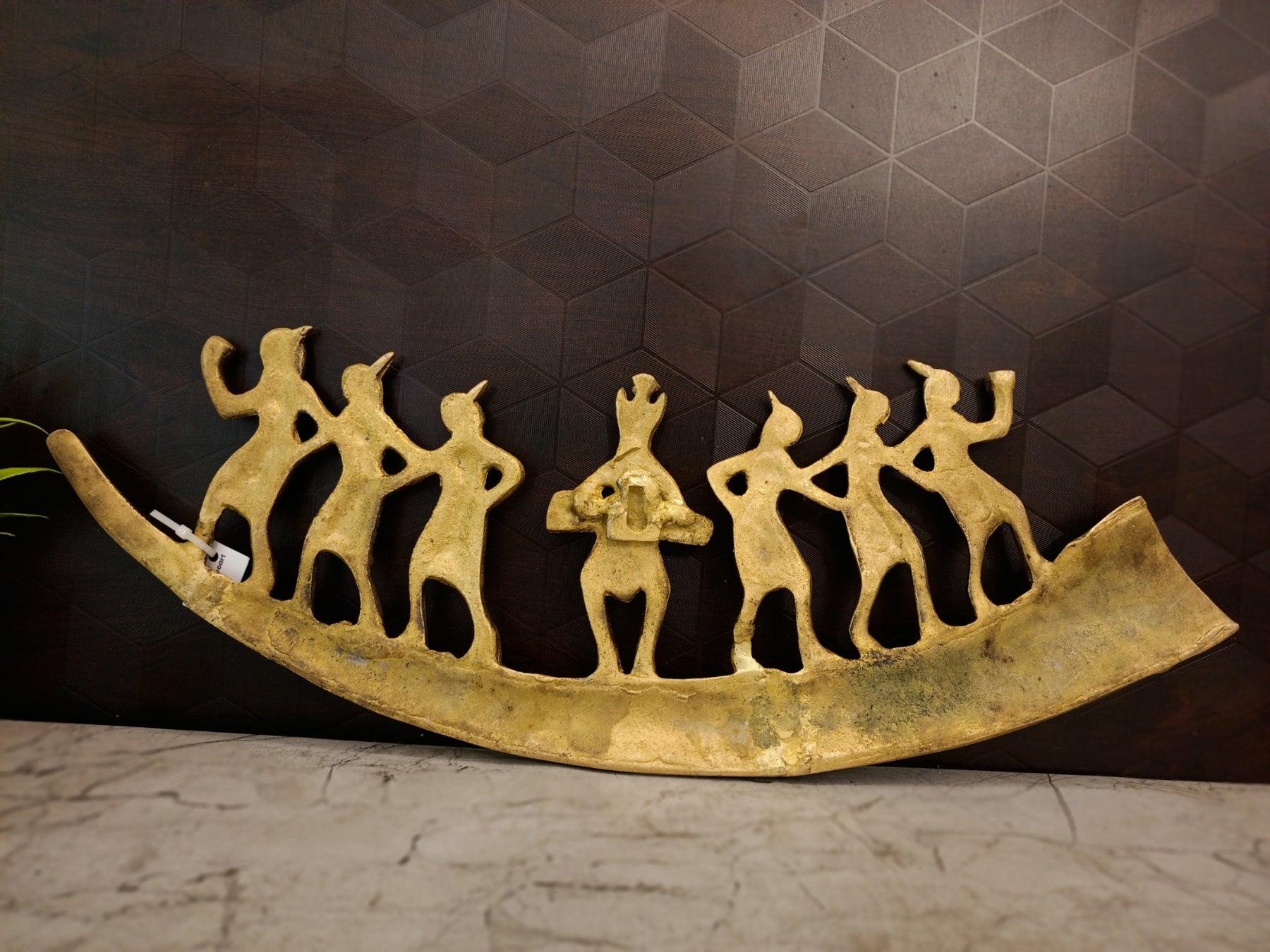 Brass Tribal Music Wall Mount 6.5″ | Premium Handcrafted Tribal Musician Brass Wall Decor for Home & Office
