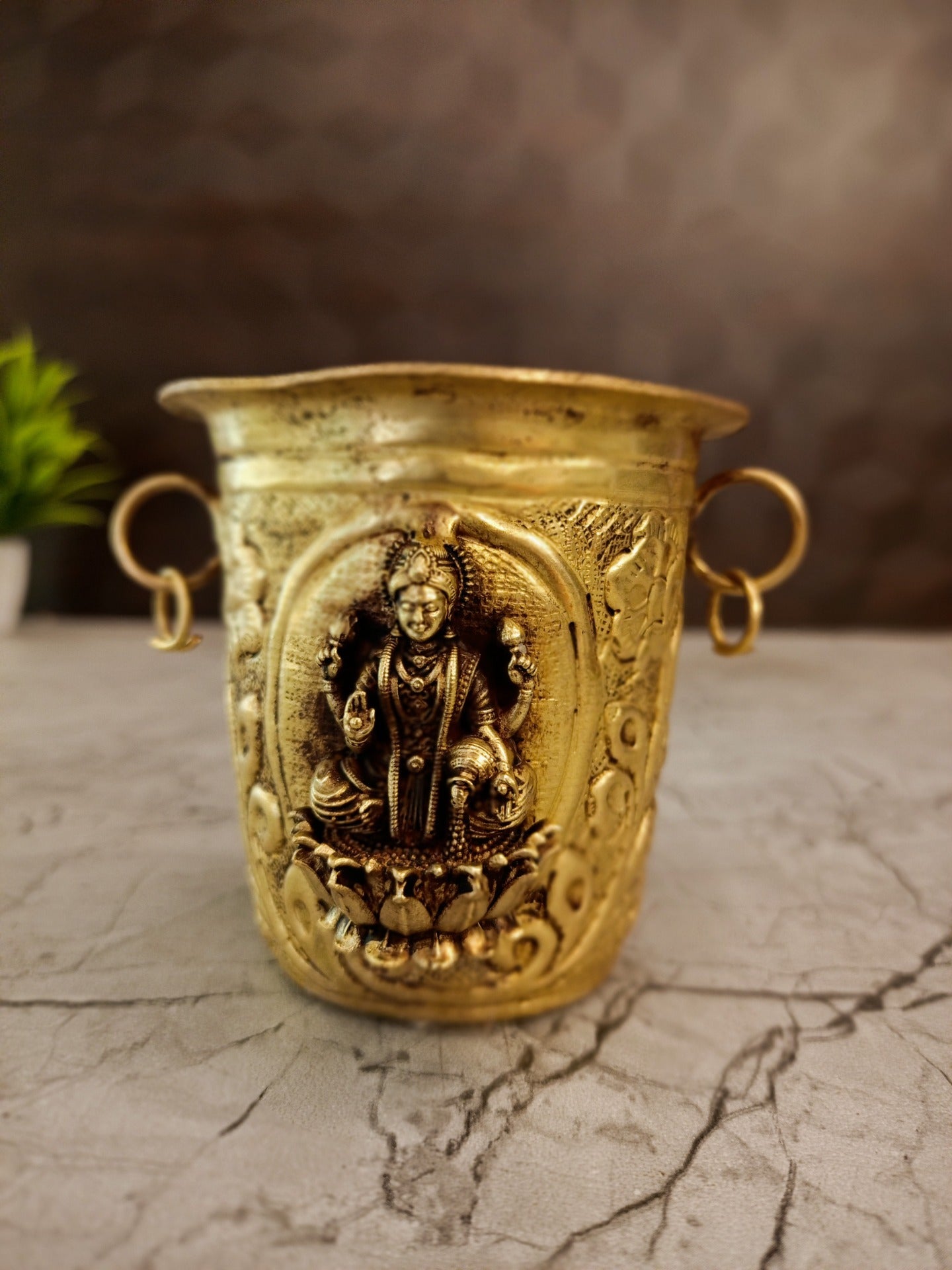 Brass Perumal with Lakshmi Padi | Authentic South Indian Puja Idol for Wealth & Prosperity