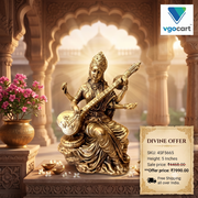 Premium Brass Fine Art Saraswathi Idol | Handcrafted Goddess of Wisdom Statue for Home & Pooja