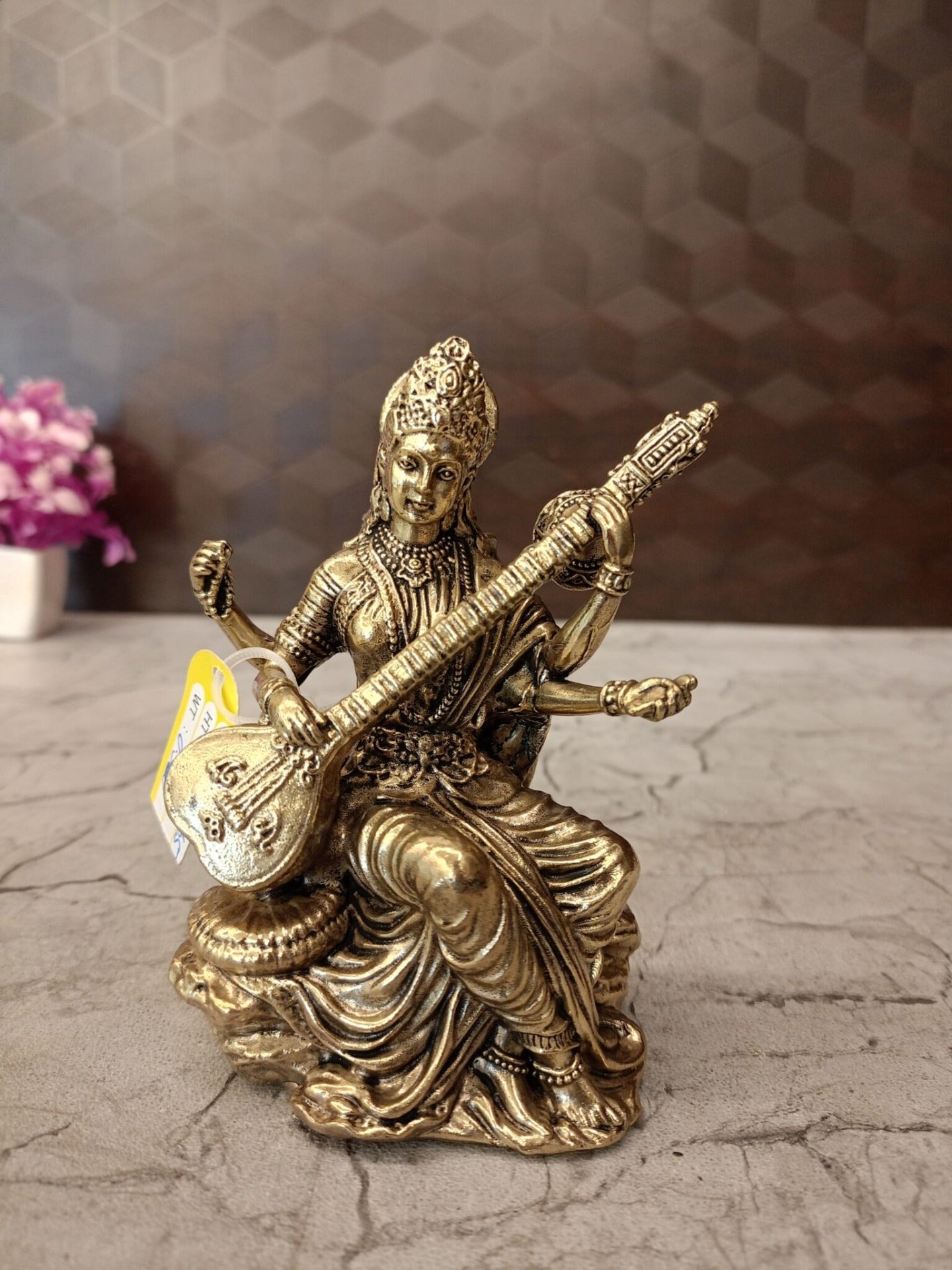 Premium Brass Fine Art Saraswathi Idol | Handcrafted Goddess of Wisdom Statue for Home & Pooja