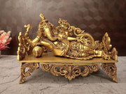 Premium Brass Sofa Ganesha Idol | Elegant Home Decor & Divine Wedding Gift
