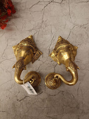 Brass Ganesha with Bell Left & Right Combo | Auspicious Hanging Temple Decor for Entrance