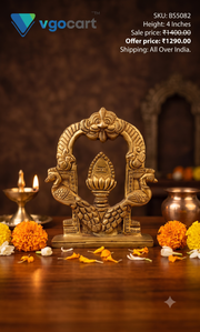 Brass Peacock Arch Vel | Divine Lord Murugan Spear for Pooja & Vastu