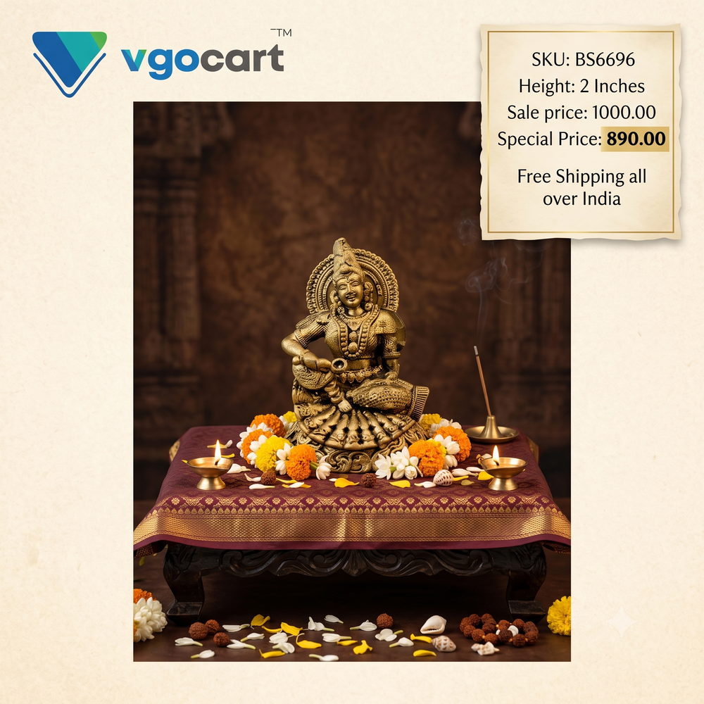 Brass Annapoorani Miniature Idol | Goddess of Nourishment & Abundance for Pooja & Kitchen