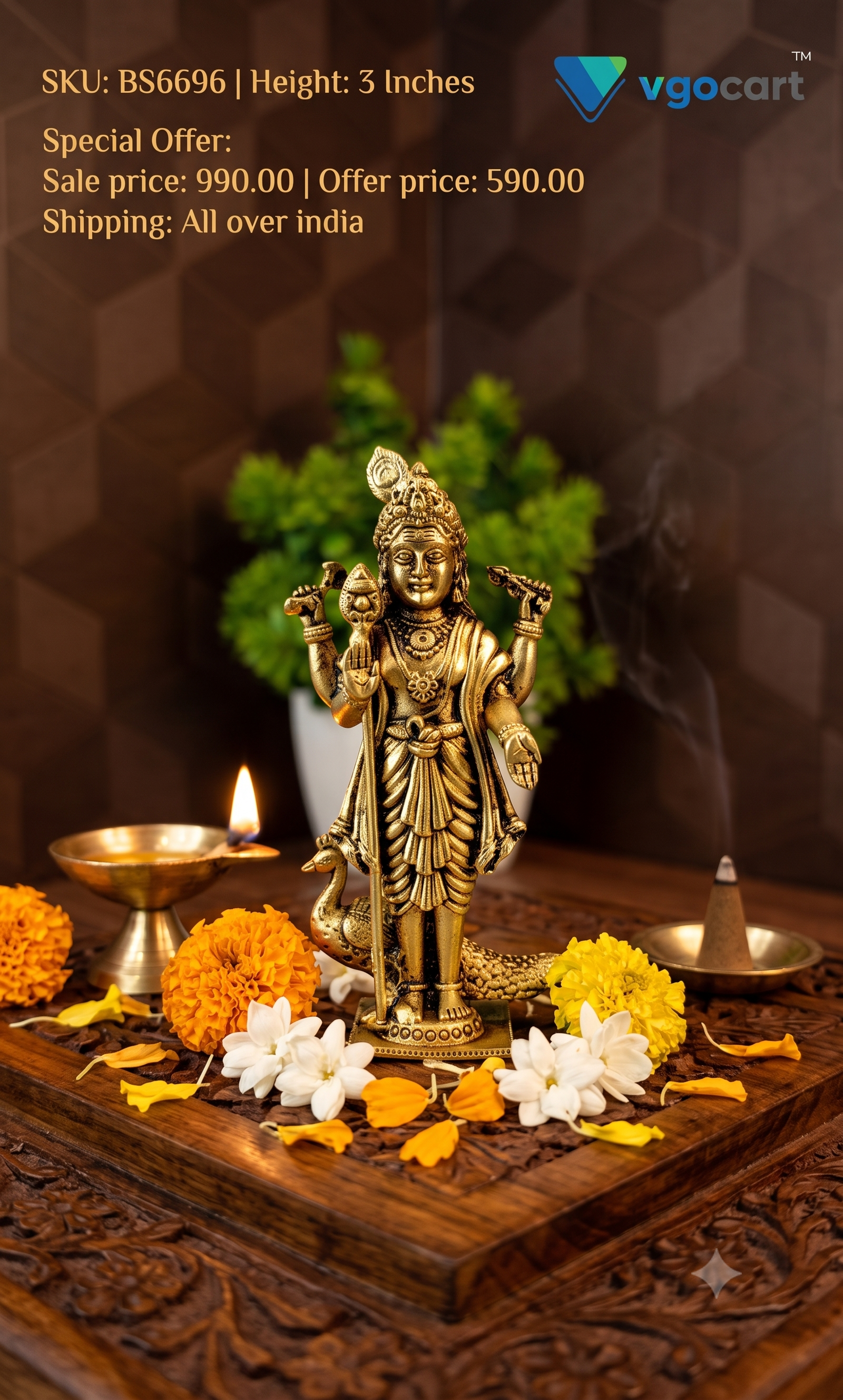 Fine Art Miniature Raja Alagara Murugan Idol (Medium) | Royal Kartikeya Decor & South Indian Pooja Statue