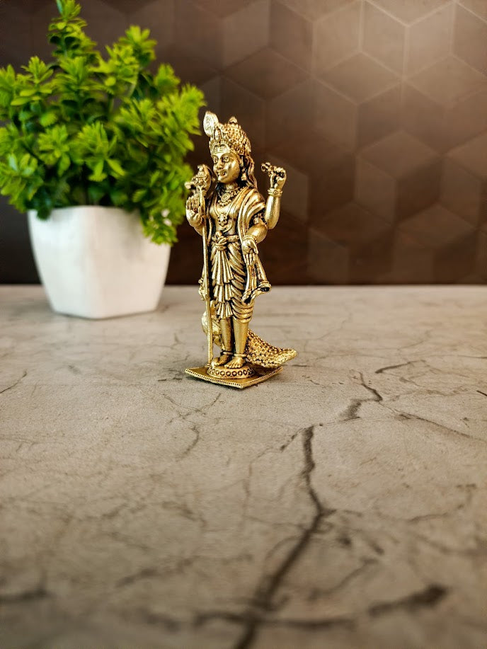 Fine Art Miniature Raja Alagara Murugan Idol (Medium) | Royal Kartikeya Decor & South Indian Pooja Statue