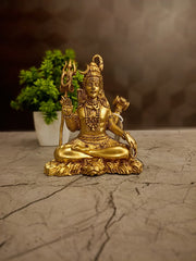 Brass Fine Art Shiva Idol | Meditating Lord Mahadev Statue for Pooja & Home Vastu