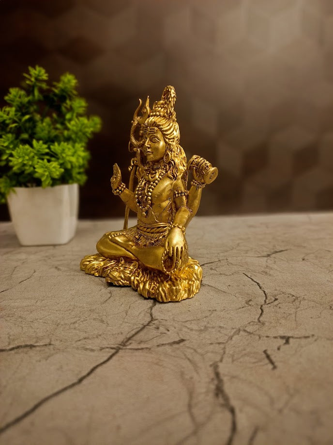Brass Fine Art Shiva Idol | Meditating Lord Mahadev Statue for Pooja & Home Vastu