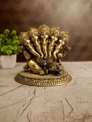 Brass Fine Art Panchamukhi Ganesha Idol | Five-Faced Vinayaka Statue for Vastu & Home Decor