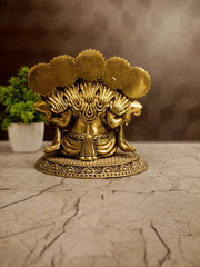 Brass Fine Art Panchamukhi Ganesha Idol | Five-Faced Vinayaka Statue for Vastu & Home Decor