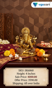 Brass Fine Art Ganesha Idol | Lord Vinayaka Statue for Pooja, Office Desk & Home Vastu