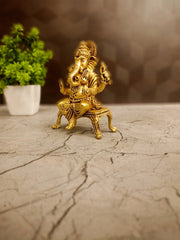 Brass Fine Art Ganesha on Stand | Premium Vinayaka Idol for Desk, Vastu & Home Decor