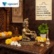 Brass Fine Art Vennai Krishna Idol | Makhan Chor Bal Gopal Statue for Pooja & Vastu