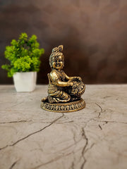 Brass Fine Art Vennai Krishna Idol | Makhan Chor Bal Gopal Statue for Pooja & Vastu
