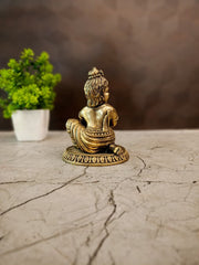 Brass Fine Art Vennai Krishna Idol | Makhan Chor Bal Gopal Statue for Pooja & Vastu