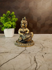 Brass Fine Art Vennai Krishna Idol | Makhan Chor Bal Gopal Statue for Pooja & Vastu