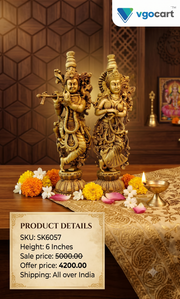 Brass Fine Art Radha Krishna Pair | Divine Eternal Love Statue for Pooja & Vastu Decor