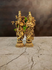 Brass Fine Art Radha Krishna Pair | Divine Eternal Love Statue for Pooja & Vastu Decor